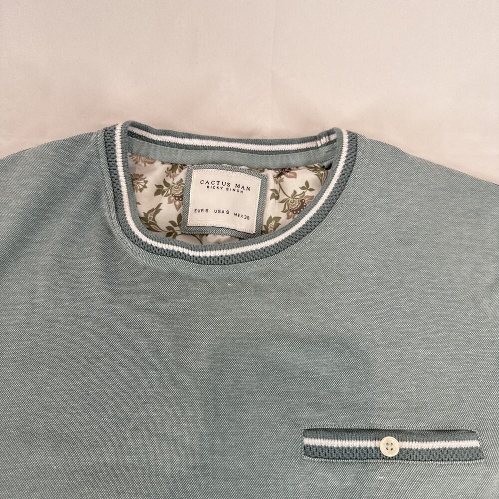 Ricky‎ Singh Cactus Man Men's Striped Pocket Crewneck T-Shirt Size: S - Picture 7 of 7
